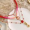 Europa y Estados Unidos transfronterizos网红 con ojos de aceite cristal con cuentas Bohemia arcilla blanda colgante de corazón collar mujer