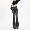 Pantalones Rectos Adelgazantes de Cintura Alta talla grande Estilo Hong Kong Chic Retro Rapped Micro-bocina Jeans para Mujer Otoño e Invierno Nuevos