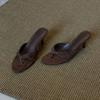 Sandalias de Tira de Dedo con Tacón Alto y Chanclas Vintage Moda Sencilla Elegantes Chanclas para Usar Afuera Zapatillas Tacón de Aguja Tacones Altos Casuales para Mujer