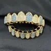 Moda Europea y Americana Zirconia Azul y Blanca Frenillos de Hip-Hop Frenillos Dentales Microincrustados Disfraz de Halloween Accesorios Dentales Personalizados de Hip-Hop