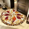 Tapete de Chão Meio Redondo de Lama Diatomácea com Padrão de Flores Retrô à Prova de Poeira Resistente a Manchas Tapete para Porta de Entrada Absorvente de Água Antiderrapante Tapete para Banheiro