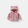 Jaqueta com Capuz de Pelúcia Fofa para Outono e Inverno Infantil, Forrada com Fleece, Espessada, Quente, com Zíper, Top Peludo para Bebês, Homens e Mulheres