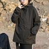 Chaqueta con capucha estilo japonés para hombre, moderna para primavera y otoño, holgada, tipo jersey con media cremallera, casual para mediana edad y ancianos