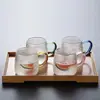 Taza de Vidrio Martillado de Moda Vidrio de Borosilicato Alta Resistencia al Calor Taza de Agua Doméstica con Asa Taza para Desayuno Leche