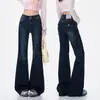 Comercio Transfronterizo Jeans Bootcut Retro Estilo Americano Azul Oscuro para Mujer en Otoño, Altos y Piernas Largas, Look de Chicas Atrevidas Delgado