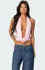 Europa y Estados Unidos transfronterizo 2025 primavera nuevo diseño de chaleco de cordones para mujer tendencia de chica hot con cuello halter sin espalda todo lo combina
