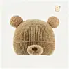 Gorro de Lana de Oso de Dibujos Animados para Mujer en Otoño e Invierno Gorro de Punto Grueso Cálido Gorro Lindo a Prueba de Frío con Protección para las Orejas Gorro de Tejer