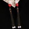 Acessórios de Cabelo Orelhas de Coelho Hanfu Antigo Bola de Cabelo Vermelha Grampo de Cabelo com Borla Escorregadia Clipe Lateral Adorno de Cabeça Traje de Ano Novo Adorno de Cabeça Feminino