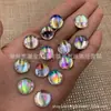 Atacado Cor AB Redondo Brilhante Acrílico Fundo Plano Furo Duplo Costurado à Mão Diamante 8-18mm Acessórios de Joias para Roupas