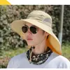 Sombrero de Sol Chal de Ala Ancha de Verano para Hombres, Protección Solar para Exteriores, Sombrero para Montañismo y Pesca, Sombrero de Pescador Coreano Casual Impermeable de Secado Rápido