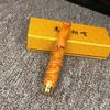 Suporte de Cigarro Esculpido em Jacarandá com Dragão, Suporte Duplo de Cigarro em Cipreste Seda Dourada Nan, Caixa de Presente para Coleção de Piteiras
