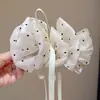 Pinza de Plátano de Encaje Azul Claro con Lazo para Niñas, Dulce Pinza Vertical Plisada Floral, Accesorio para el Cabello de Princesa para la Parte Posterior de la Cabeza