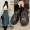 Mocasines retro estilo británico para mujer, para ir a la universidad y al trabajo, 2026 otoño, sin cordones, con plataforma, versátiles, de piel