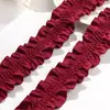 Fita de Cetim Ondulada Franzida Dupla Face para Decoração de Casa Laços DIY Acessórios de Cabelo Fita com Acabamento de Renda