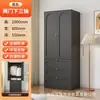Armario de puerta de persiana de acero negro para dormitorio del hogar, armario combinado de arte de hierro metálico con cajones, gabinete de almacenamiento de gran capacidad