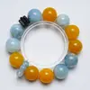 [Cristal Amarelo Transparente] Pulseira de Ágata Amarela Cristalina Natural Aquamarina para Mulheres Mais Fácil de Combinar Presente Pulseira de Cristal Branco Lote