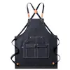 Delantal de lona engrosada impermeable y a prueba de aceite con logo personalizado transfronterizo, cocina, jardinería, almacenamiento, ropa de trabajo para el hogar, venta al por mayor