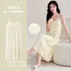 Camisola de Modal para Dormir con Copas en el Pecho, Chaleco de Verano, Ropa de Dormir Tallas Grandes, Vestido Femenino para Casa, Estilo Largo Ajustable Delgado