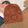 Gorro Tejido a Mano para Mujer, Sombrero de Ganchillo Calado para Primavera y Verano, Gorro de Punto Floral Artístico Vintage