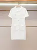 Shenzhen Nanyou Roupas Femininas de Alta Qualidade Chegada de Verão Estilo Gentil Feminino Gola Lapela Manga Curta Tricô de Botão Único Vestido Feminino