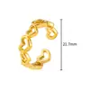 Anillo Abierto Ajustable de Acero Inoxidable, Accesorio para Mano Chapado en Oro Electroforético PVD que Conserva el Color, Accesorio de Anillo de Corazón y Hoja