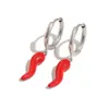 Estilo de Moda Europeo y Americano, Pendientes de Nicho Únicos y Elegantes, Acero Inoxidable Chapado en Oro de 18 Quilates, Pendientes Pequeños de Chile con Esmalte Rojo para Mujer