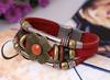 Pulsera de cuero personalizada para hombre y mujer, accesorios de aleación de girasol, pulsera de cuentas de piel de vaca al por mayor, pulsera vintage