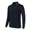 Compra grupal al por mayor impresión de logo bordado 280g fibra de cobre-amoniaco gruesa borde bicolor azul marino manga larga cuello camisero polo