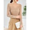[Hengjia Qzl] Camisa de Capa Interior Ligeramente Transparente para Mujer, Corte Holgado con Efecto Adelgazante, Cuello Medio Alto, Suéter de Lana Tejido, Otoño