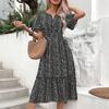 Bai Fen Zhi Yi Amazon 2024 Nuevo Vestido de Verano Europeo y Americano para Mujer Estampado Ajustado Transfronterizo