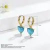 Brincos Coloridos em Zircônia em Formato de Coração Estilo Luxo Leve de Fábrica, Banhados a Cobre com Ouro 18K, Brincos Femininos Coração de Pêssego Estilo Doce e Cool