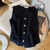 Ropa de Marca de Alta Gama para Mujer con Etiquetas Retiradas, Chaleco sin Mangas de Cuello en V Estilo Chanel, Top de Punto de Verano Plisado Ajustado