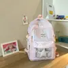 Mochila Rayada Dulce Nueva Transfronteriza Azul Claro para Estudiantes Mujeres, Bolso Escolar de Puntos, Mochila Casual de Viaje