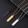 Colar com Pingente Estilo Largo Plano Geométrico de Aço Inoxidável Liso Vendido Quente Transfronteiriço Titânio Gravado Minimalista Etiqueta Militar Personalizável com Gravação