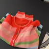 Cardigan de tricô fashion estilo coreano 2026, gola redonda, manga longa, para mulheres, modelagem solta, emagrecedor e versátil, suéter arco-íris para mulheres