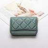Estilo Tweed Piel de Cabra Acolchado Tarjetero Monedero Compacto para Mujer Nuevo 2025 Cuero Genuino Ranuras para Múltiples Tarjetas Cierre con Cremallera Billetera Corta