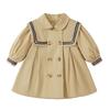 Chaqueta Gabardina para Niña, Ropa de Otoño e Invierno para Niños Pequeños Estilo Francés de Doble Botonadura, Conjunto de Primavera de Color Sólido para Bebé, Sudadera Moderna con Forro de Polar para Niños