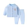 Novo Conjunto de Malha para Bebê Cor Lisa Listras Caneladas Outono e Inverno Primavera Casual e Confortável Roupa de Lã para Bebê Masculino e Feminino