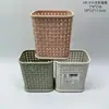 Cubo de Almacenamiento para Oficina al por Mayor Portalápices Transparente Cuadrado Redondo Portalápices Cesta de Almacenamiento para Brochas de Maquillaje del Hogar Portalápices de Plástico