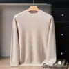 Suéter de punto de cachemira 100%, cuello medio alto plano de punto simple de 12 puntos, color liso, jersey de manga larga, nuevo para otoño e invierno