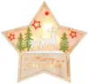 Pentagrama de Madera Navideño Luz LED Lámpara Decorativa de Mesa para Escritorio Artesanía de Madera