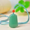 Colgante natural de jade aventurina del fabricante "forma de pan" en verde lago, amuleto "Sin Preocupaciones", colgante de paz color agua clara, collar de jade