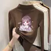 Top cálido de manga larga para niñas, con forro polar cepillado, colección otoño/invierno 2026, capa base versátil para niños mayores, camiseta elegante