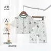Conjunto de Roupas Finas de Algodão Puro para Ar Condicionado Verão, Pijama de Manga Curta com Abertura Frontal, Conjunto de Duas Peças Sem Costura para Recém-Nascidos Meninos e Meninas