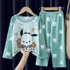 Pijamas Infantiles, Conjuntos Finos de Manga Larga para Niñas, Ropa de Casa Transpirable para Niños de Tallas Mediana y Grande para Primavera y Otoño, Tendencia al por Mayor Transfronteriza
