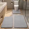 Juego de tres piezas de chenilla de color liso para baño y WC, alfombrilla de suelo antideslizante y absorbente de agua, felpudo para el hogar para la puerta del baño