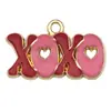 Accesorios para Joyería DIY Corazón Rojo y Rosa Día de San Valentín Rosa Esmalte Aleación Colgante Pulsera Encanto Pendientes Llavero