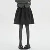 Falda de Lana Floral Esponjosa Corte A, Falda Suéter de Otoño e Invierno para Mujer, Falda de Longitud Media, Falda Gris de Cinco Puntos, Moderna A9894