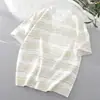 Camiseta de Manga Corta de Seda de Hielo Fina de Verano para Hombre, Moderna, Juvenil, Estampada, Degradada, Holgada, Casual, Versátil, Top para Hombre