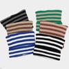 Sombrero de Orejas de Gato a Rayas Blancas y Negras Estilo Coreano de Celebridad de Internet Cálido Sombrero Jersey Sombrero Tejido Moderno Combinable Sombrero para el Frío